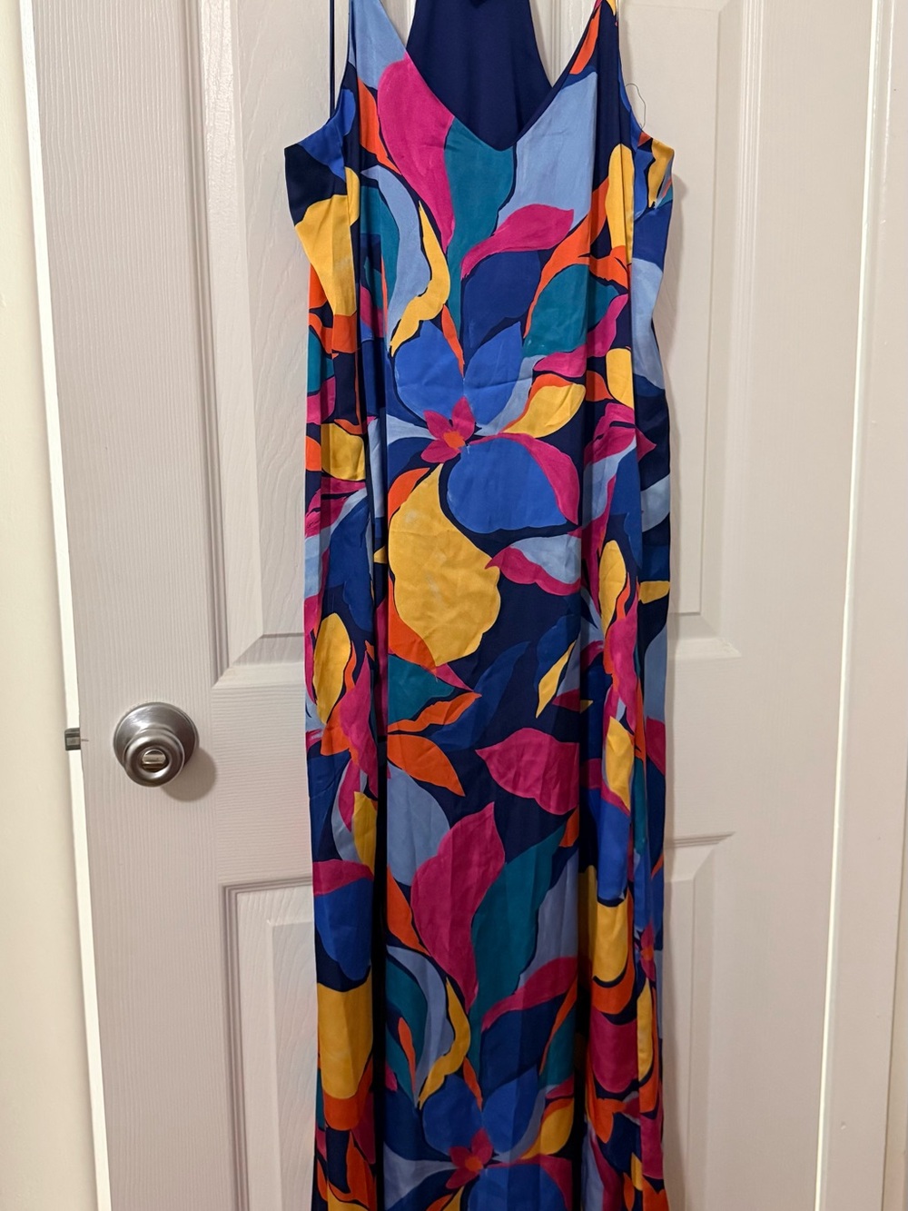 Nicole Miller Vibrant Floral Slip Maxi Dress - Blue, Pink, Yellow, Teal